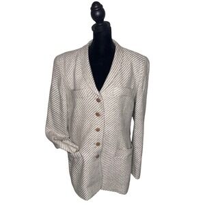 Vintage 70s 80s Woven Silk Carlisle Blazer Size 12 old Money Quiet Luxury Office